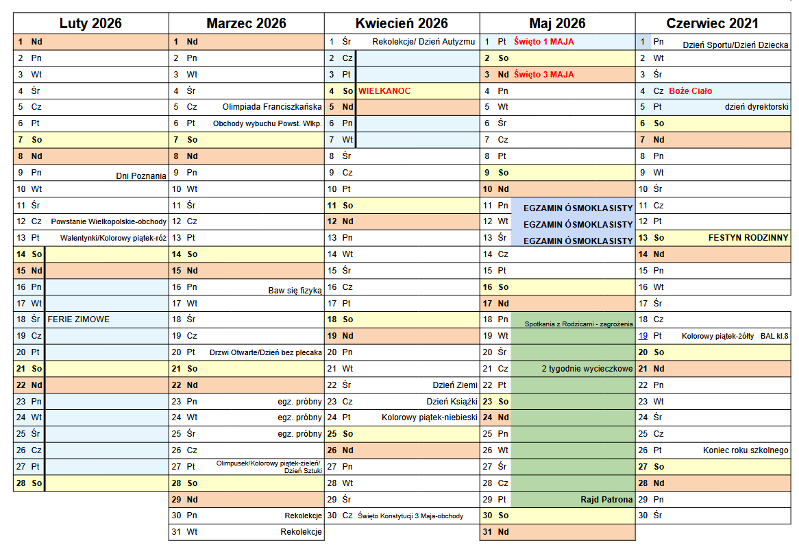 Szkoła Podstawowa nr 90 - kalendarz roku szkolnego 2024-2025 zobacz